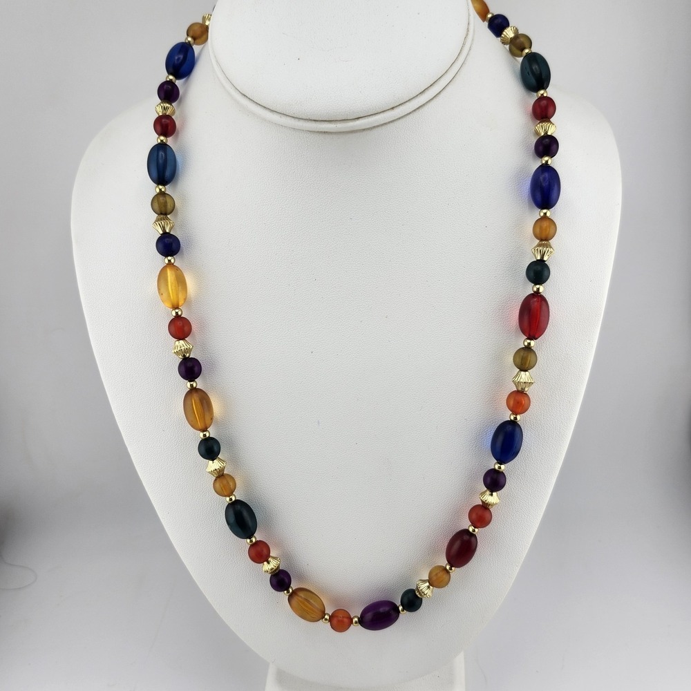 Vintage Colorful Plastic Bead Necklace